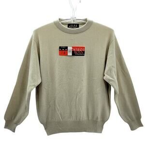 Snow Lotus Vintage Green Cashmere Crew Neck Classic‎ Sweater Top